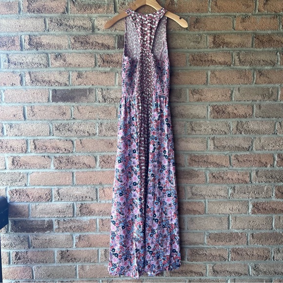 JAPNA | Pink & rose floral pattered halter racer back button up maxi dress - Picture 2 of 12